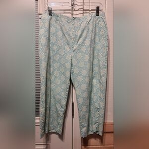 TIBI Capri Pants Waist Flower Green Blue Pockets BEACH VACATION RESORT 10